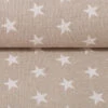Weiße Sternchen Auf Natur Leinenoptik Canvas Meterware Emilio - Swafing Dekostoff - Sternchenstoff