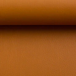 Cognacfarbenes Dezent Genarbtes, Glattes Kunstleder Ocker / Senfgelb - Veganes Lederimitat Meterware