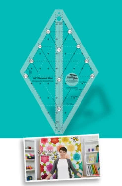 Kleines 60 Grad Rauten Patchworklineal - 60 Degree Diamond Mini Quilt Ruler - Creative Grids Non Slip Ruler 4 1/2 Inches
