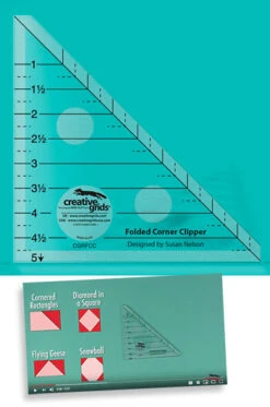 Creative Grids Folded Corner Clipper Tool Quilt Ruler - Eselsohren-Lineal Patchworkblock Patchworklineal