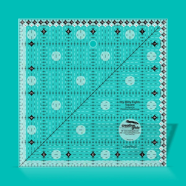 Itty Bity Eighth 6" X 6" Inch-Patchworklineal Quadrat - Creative Grids Non Slip Square Ruler - Quadratisches Rollschneidelineal 1 Itty Bity Eighth 6" X 6" Inch-Patchworklineal Quadrat - Creative Grids Non Slip Square Ruler - Quadratisches Rollschneidelineal