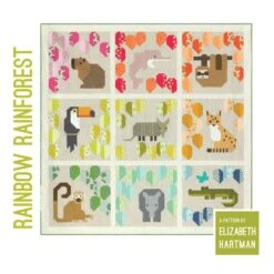 Rainbow Rainforest Pattern By Elizabeth Hartman - Dschungeltiere Patchworkdecke Schnittmuster