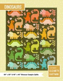 Dinosaurs Pattern By Elizabeth Hartman - Dinosaurier Patchworkdecke - Quilt Schnittmuster Mit Dinos
