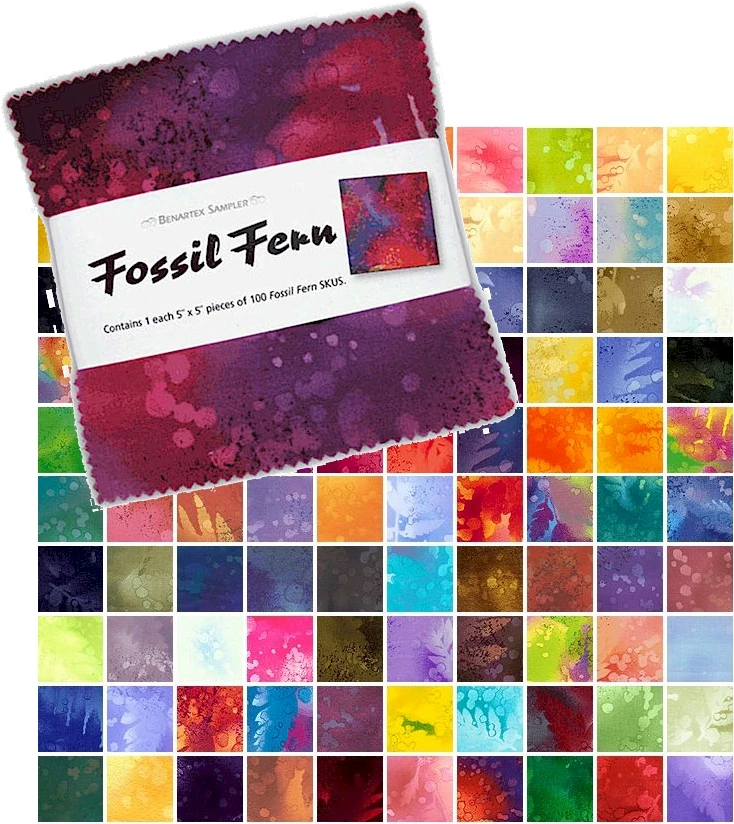 JUMBO PACK Fossil Ferns 100 Charm Squares Paket - Benartex Basicstoffe-Sammlung 1 JUMBO PACK Fossil Ferns 100 Charm Squares Paket - Benartex Basicstoffe-Sammlung