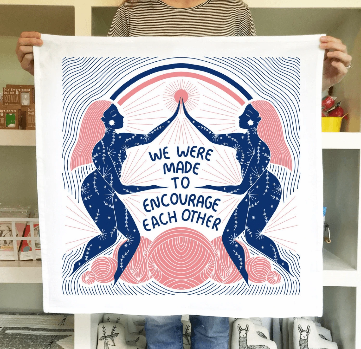 Gingiber Encourage Floursack Tea Towel - Handbedruckte Designer-Geschirrtücher 1 Gingiber Encourage Floursack Tea Towel - Handbedruckte Designer-Geschirrtücher