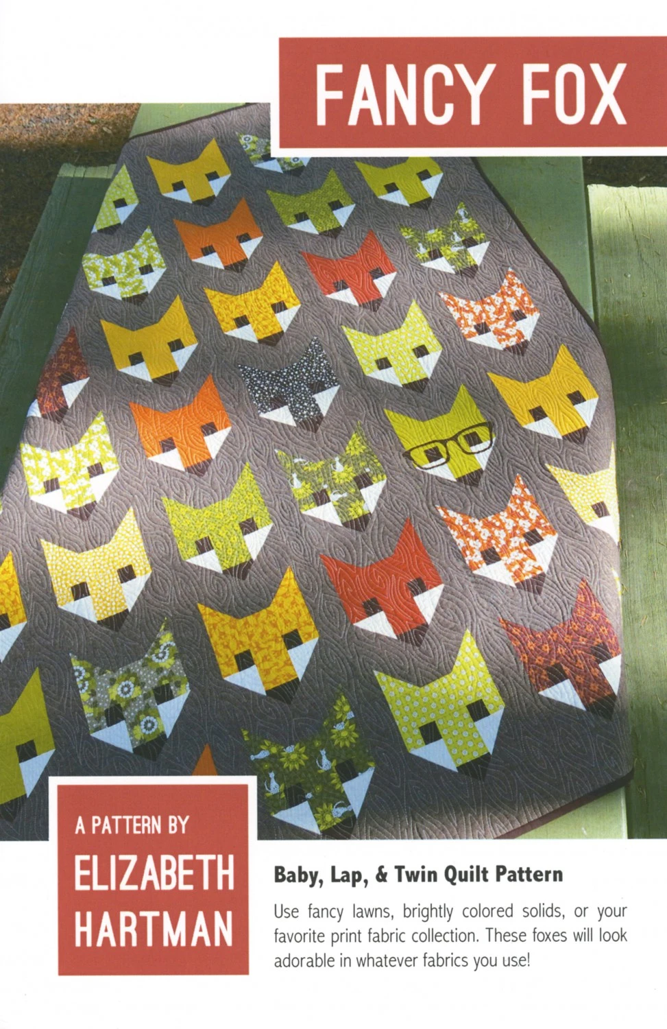 Süßer Fuchs Quilt - Fancy Fox Pattern By Elizabeth Hartman - Patchworkdecke Schnittmuster 1 Süßer Fuchs Quilt - Fancy Fox Pattern By Elizabeth Hartman - Patchworkdecke Schnittmuster