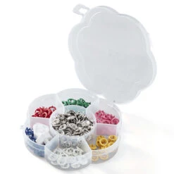 Buntes Sortiment In Blumenschatulle - 60 Jersey Nähfrei Druckknöpfe 8mm - Silber - PRYM Metalldruckknöpfe