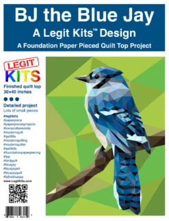BJ The Blue Jay FPP - Blauhäher Vogel Quilt - Original Lizensiertes Legit Kits Schnittmuster / Materialpackung / Stoffpaket - Sonderanfertigung