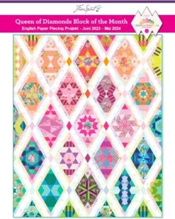 Tula Pink Queen Of Diamonds Block Of The Month - EPP BOM Abo - Pinkdoor Fabrics / Paper Pieces Quilt Programm