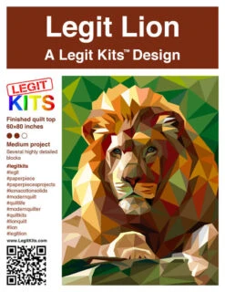 Lion FPP Löwen Quilt - Original Lizensiertes Legit Kits Schnittmuster / Materialpackung / Stoffpaket - Sonderanfertigung