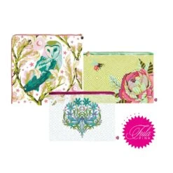 TRIO SPARSET! Limited Edition Glitzer Vinyl "Moon Garden" Projekttasche - Original Tula Pink Hardware - Tula Pink Dragoon Your Feet Medium Project Bag