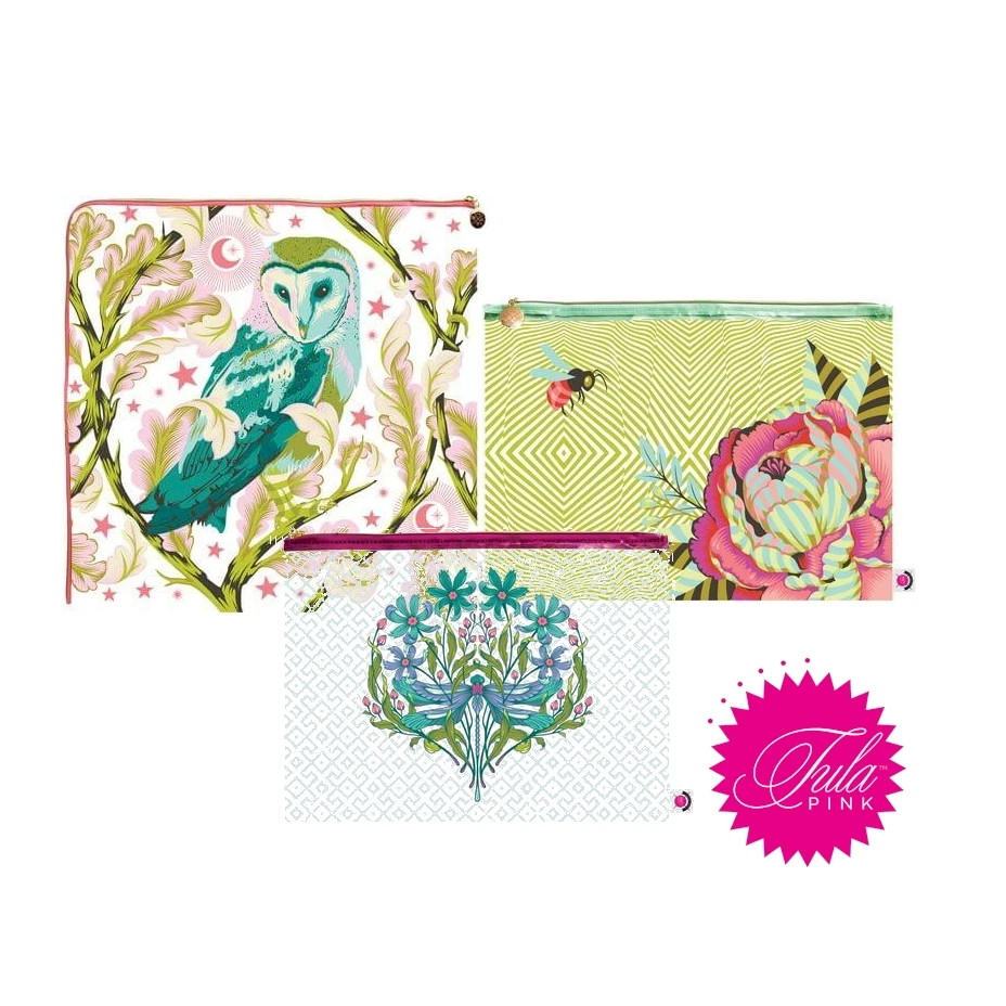 TRIO SPARSET! Limited Edition Glitzer Vinyl "Moon Garden" Projekttasche - Original Tula Pink Hardware - Tula Pink Dragoon Your Feet Medium Project Bag 1 TRIO SPARSET! Limited Edition Glitzer Vinyl "Moon Garden" Projekttasche - Original Tula Pink Hardware - Tula Pink Dragoon Your Feet Medium Project Bag