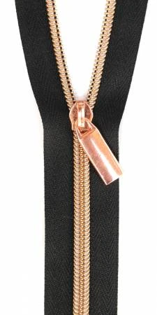 Rosé Gold & Schwarz Endlosreißverschluss & Zupfer - Rosegold / Copper Zipper - Sallie Tomato