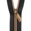 Altgold & Schwarz Endlosreißverschluss & Zupfer - Antique Gold / Black Zipper Mit Metallzähnen - Sallie Tomato