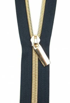 Gold & Marine Endlosreißverschluss & Zupfer - Gold / Navy Zipper Mit Metallzähnen - Sallie Tomato