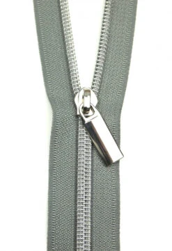 Silber & Grau Endlosreißverschluss & Zupfer - Silver Zipper Mit Metallzähnen - Sallie Tomato